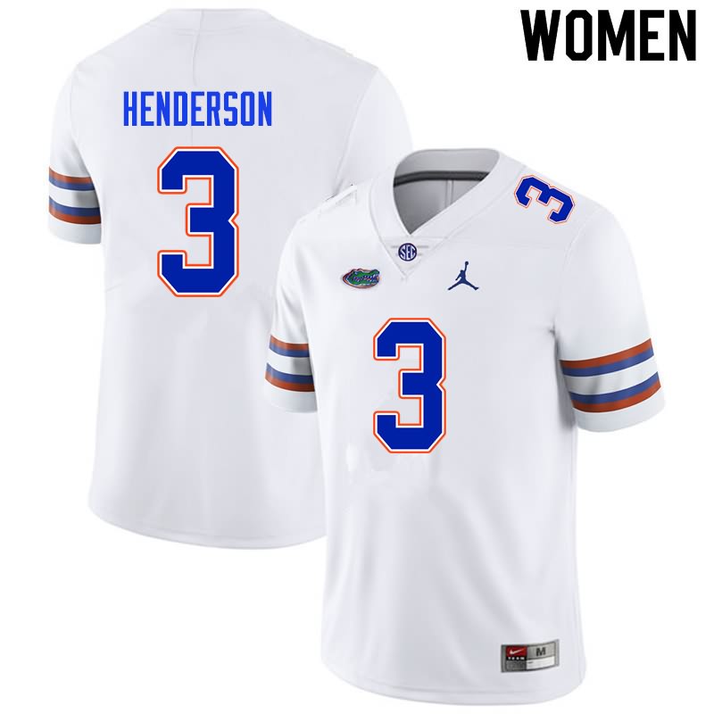 NCAA Florida Gators Xzavier Henderson Women's #3 Nike White Stitched Authentic College Football Jersey IRP6364HO